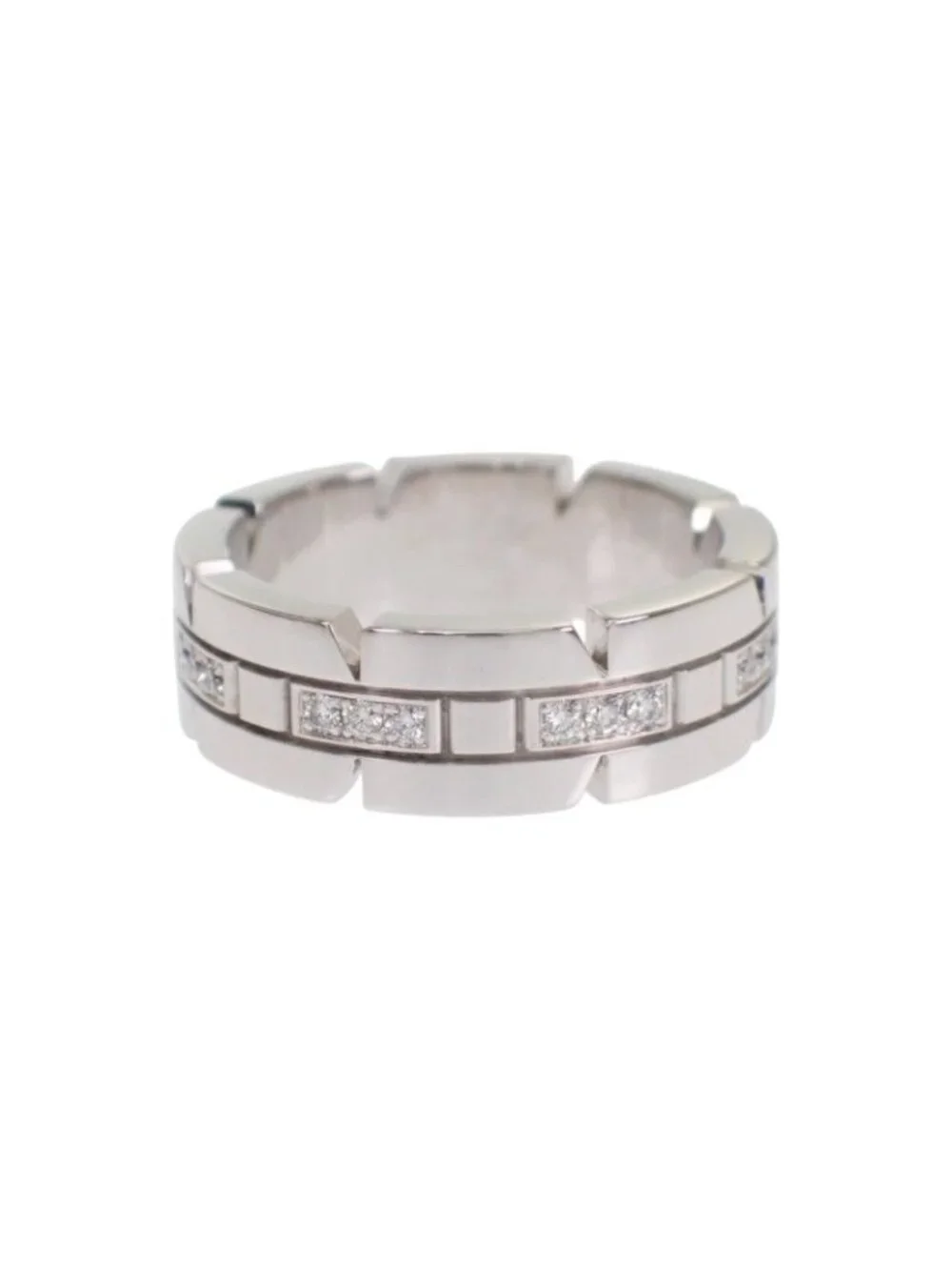 Cartier Tank Francaise Half Diamond Ring 18k White Gold